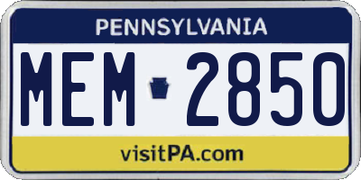 PA license plate MEM2850