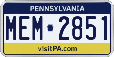 PA license plate MEM2851