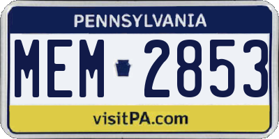 PA license plate MEM2853