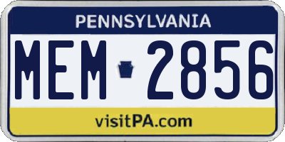 PA license plate MEM2856