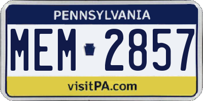 PA license plate MEM2857