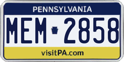 PA license plate MEM2858
