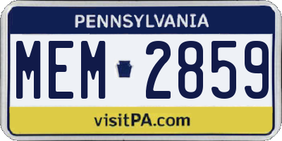 PA license plate MEM2859