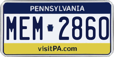 PA license plate MEM2860