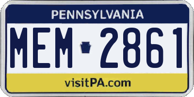 PA license plate MEM2861