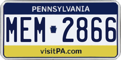 PA license plate MEM2866