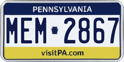 PA license plate MEM2867