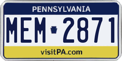 PA license plate MEM2871