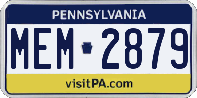 PA license plate MEM2879
