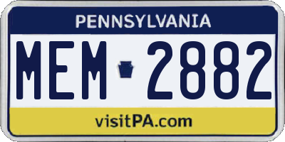 PA license plate MEM2882