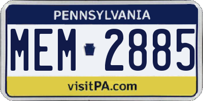 PA license plate MEM2885