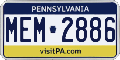 PA license plate MEM2886