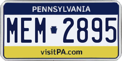 PA license plate MEM2895