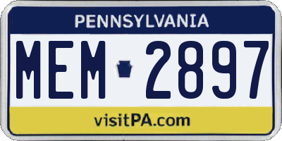 PA license plate MEM2897