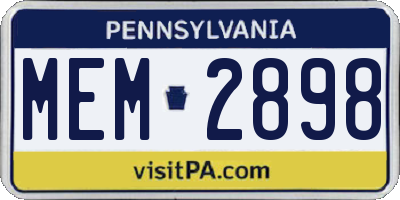 PA license plate MEM2898