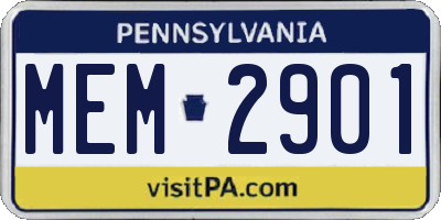 PA license plate MEM2901