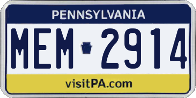 PA license plate MEM2914