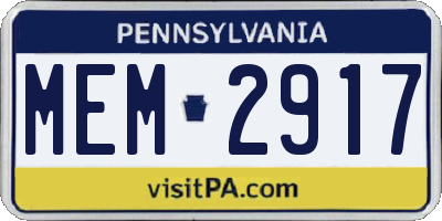 PA license plate MEM2917