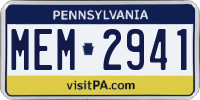 PA license plate MEM2941