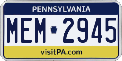 PA license plate MEM2945