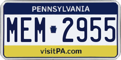 PA license plate MEM2955