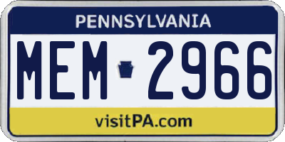 PA license plate MEM2966