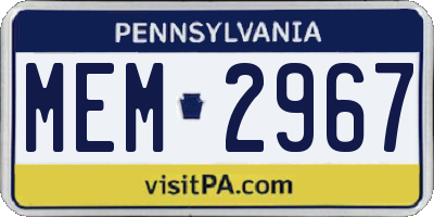 PA license plate MEM2967