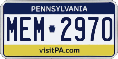 PA license plate MEM2970
