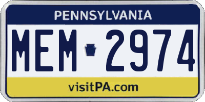 PA license plate MEM2974