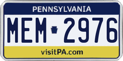 PA license plate MEM2976