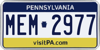 PA license plate MEM2977