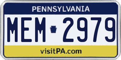 PA license plate MEM2979