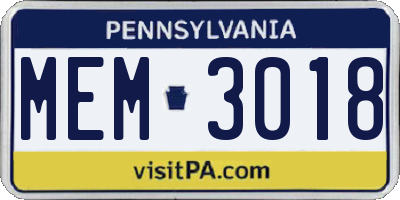 PA license plate MEM3018