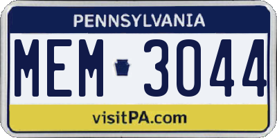 PA license plate MEM3044