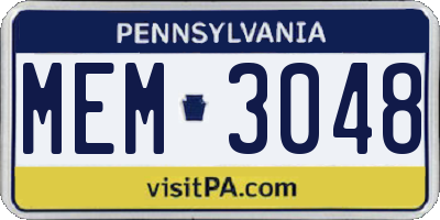 PA license plate MEM3048