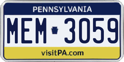 PA license plate MEM3059