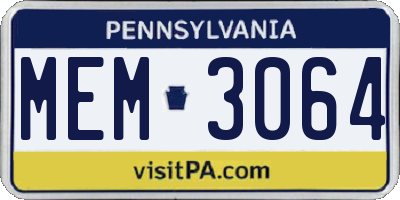 PA license plate MEM3064