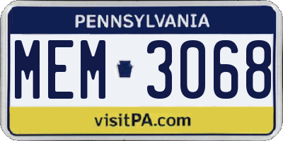 PA license plate MEM3068