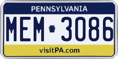 PA license plate MEM3086