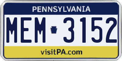 PA license plate MEM3152