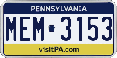 PA license plate MEM3153