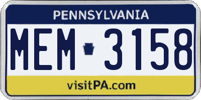 PA license plate MEM3158
