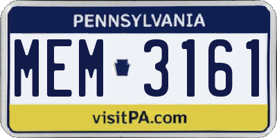 PA license plate MEM3161