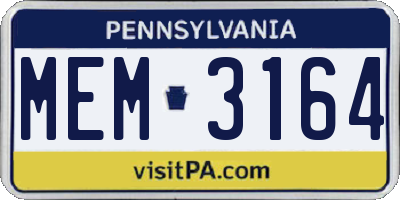 PA license plate MEM3164