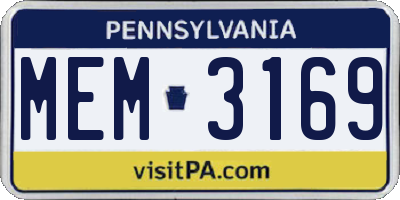 PA license plate MEM3169