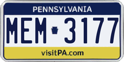 PA license plate MEM3177