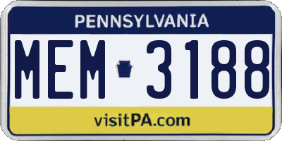 PA license plate MEM3188