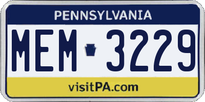 PA license plate MEM3229