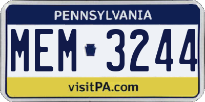 PA license plate MEM3244