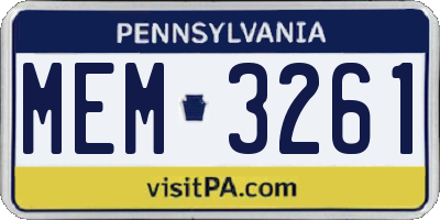 PA license plate MEM3261